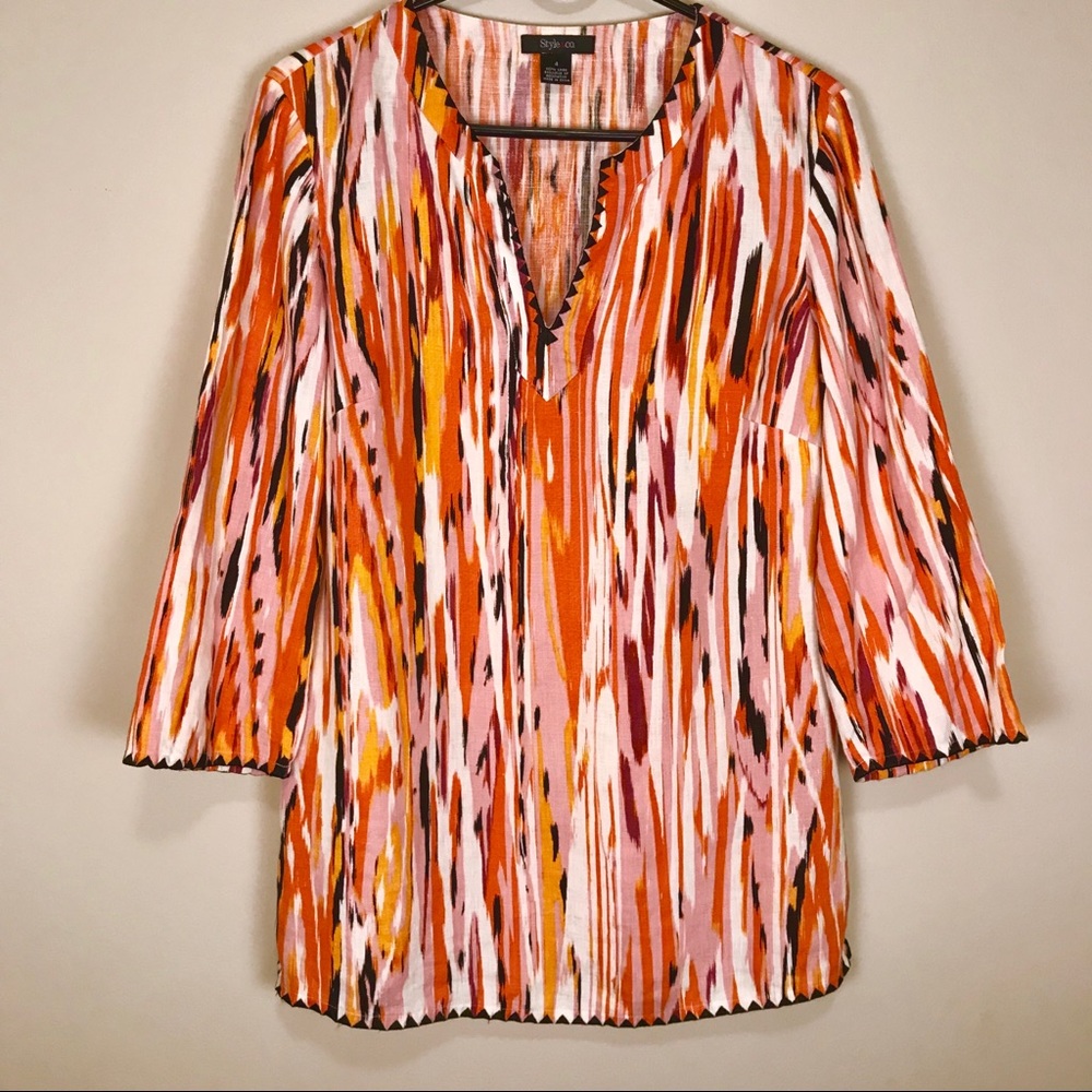 Multi- Colored Linen Tunic Top by Style & Co